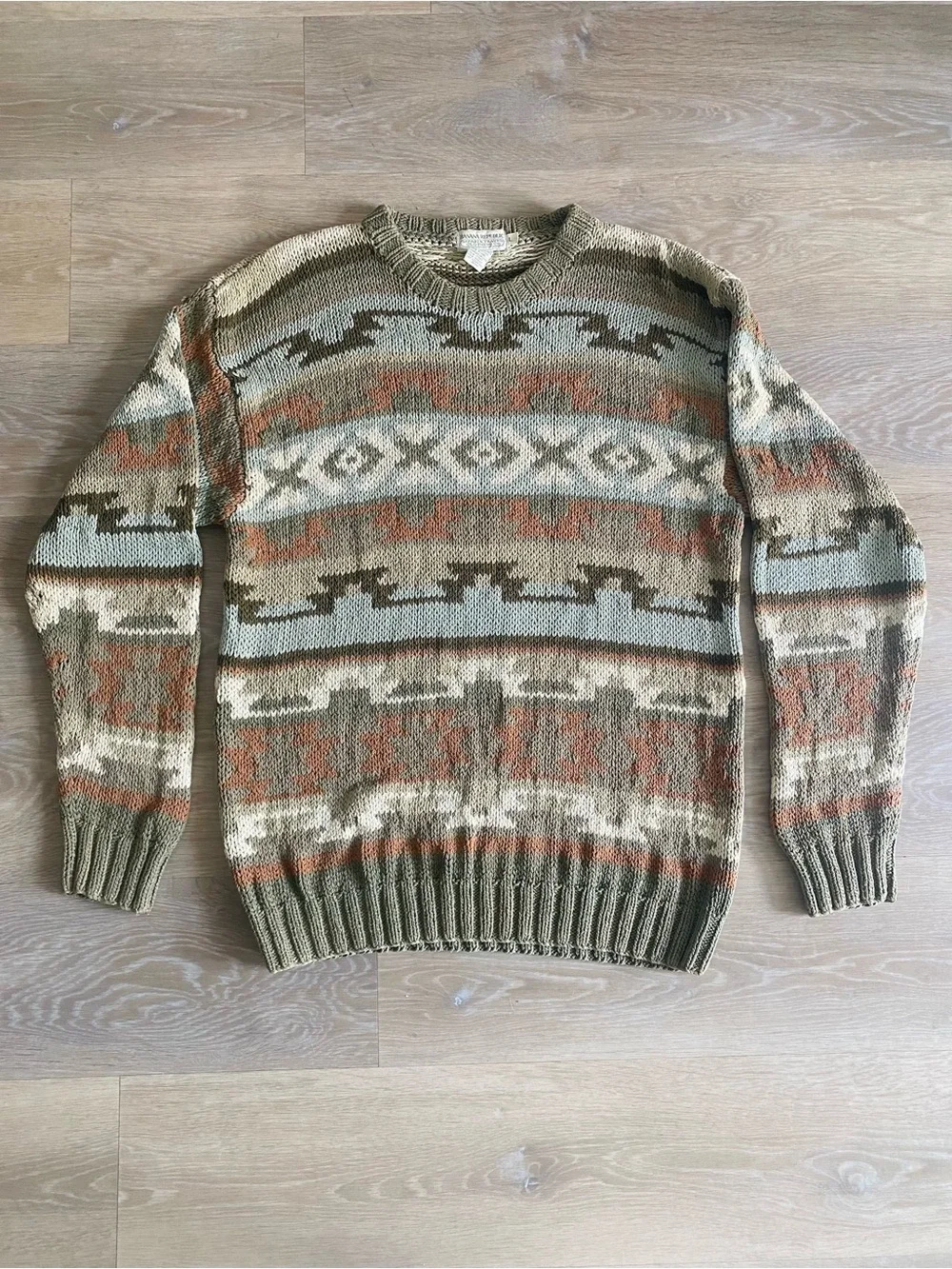 Vintage Safari Banana Republic Silk Sweater Aztec Western Knit Sweater L